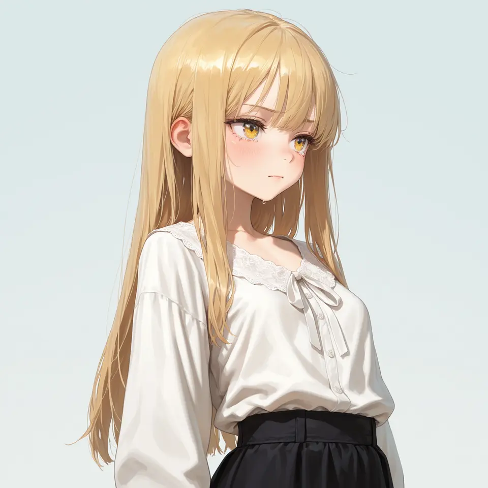 涙をこらえる表情の生成例